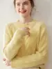Novo suéter feminino de outono e inverno com gola redonda, espessado, ombros caídos, suéter de cashmere trançado, pulôver de caimento solto, camada base
