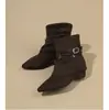 Botines retro con hebilla para mujer, nuevo estilo 2026, tacón grueso de moda, botas de motociclista, botas de vaquero western, modernos