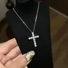 Colar Cruz de Prata Esterlina S925 Feminino Francês Simples Acessível Design de Luxo Pingente Totalmente Diamantado Venda Quente Transfronteiriça Corrente da Clavícula