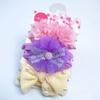 Novo Elástico de Cabelo Infantil Conjunto de Três Peças Faixa de Cabeça Macia de Nylon para Bebê Conjunto de Três Peças Acessório de Cabelo com Flor de Gaze para Bebê Menina Transfronteiriço