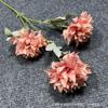Flor de crisântemo de pingue-pongue com 3 cabeças, bola de espinho, flor artificial, crisântemo de bola com 3 cabeças, flor falsa para casamento, flor de seda, flor decorativa, decoração de casa, em estoque, adereços