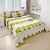 Sábanas de algodón lavado al agua hipoalergénicas de una sola pieza, sábanas de cuadros simples de par individual, sábanas y fundas de almohada individuales para dormitorio y hogar, venta al por mayor