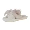 Novas pantufas de pelúcia para outono e inverno, pantufas peludas para mulheres, confortável para usar em casa, com tiras cruzadas de pena, bico aberto, sola macia