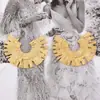 Pendientes de aleación redondos con muescas huecas, de estilo retro, personalidad creativa, simples, de moda, transfronterizos europeos y americanos, combinan con todo