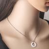 Acero Inoxidable Zirconia Cerámica Espacial Círculo Colgante Personalizado Acero de Titanio Oro y Plata Cadena Clavicular Ajustable Collar para Mujer