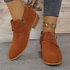 2024 Cross-border Rome Retro Botas Curtas Femininas Outono e Inverno Novo tamanho grande Salto Médio Salto Grosso Botas Pontudas e Nuas para Mulheres