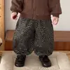Conjunto Acolchado Forrado de Felpa para Bebé Niño Lindo Cárdigan con Cuernos de Diablito Conjunto de Dos Piezas Pantalones Casuales con Estampado de Leopardo para Bebé Invierno