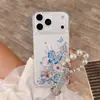 Capa de Celular para 17Promax com Flor de Cristal e Areia Movediça, Capa Anti-Queda para 16Promax, 15Promax