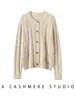 Nuevo Otoño/Invierno 2026 Cardigan de Punto Grueso 100% Cachemir Cuello Redondo Manga Larga para Mujer Patrón Retorcido Suéter de Cachemir de Puntos Coloridos