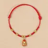 Pulsera trenzada hecha a mano para mujer del Año del Caballo, Pulsera para zapato estilo chino con cabeza de tigre, Hilo rojo para la paz y la alegría