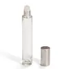 Botella Roller de Cristal Rosa Jade 10ml Botella Roller Cuadrada de Vidrio Transparente Botella para Aceite Esencial Botella de Perfume Botella Portátil con Dispensador Roll-On