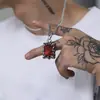 Estilo Europeu e Americano Personalizado Hip-Hop Luxo Leve Coração do Oceano Quadrado Longo Gema Masculino Pingente Alto Nível Versátil Aço Titânio Colar