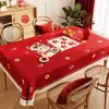 Toalha de Mesa de Ano Novo em Vermelho, Festiva, Sem Lavar, Luxo Leve, Toalha de Mesa de Alta Qualidade, À Prova d'Água e de Óleo, Sensação de Luxo, Toalha de Mesa com o Personagem '', Toalha de Mesa de Centro