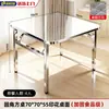 Mesa plegable de acero inoxidable engrosada, mesa de comedor cuadrada para el hogar, mesa comercial portátil para exteriores para puestos y viviendas de alquiler