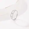 Anel de nó duplo liso único e elegante em estilo minimalista coreano para mulheres, anel liso aberto em cruz estilo minimalista ins