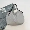 Bolsa de Lona Listrada Fresca Retro Estilo Ins Verão Estilo Coreano Estilo Simples Preguiçoso Bolsa de Ombro Único Bolsa Tote para o Trabalho