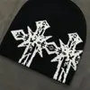 Gorro de Punto de Invierno con Patrón Jacquard de Espadas Cruzadas Estereoscópicas, Empalme de Patrón Idéntico para Hombres y Mujeres, Transfronterizo Europeo y Americano, Holgado