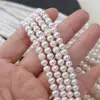 Contas redondas rosqueadas de 5-6mm, contas de hambúrguer, colar/pulseira de pérolas de água doce naturais, acessórios para joias DIY, pérolas de Zhuji