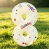 Balões de Número de 32 polegadas para Festa de Aniversário, Balões Decorativos Brancos Grandes Impressos, Adereços para Fotos, Bolas Infláveis de 0 a 9