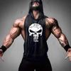 Comércio exterior escavação profunda musculação virtual caveira fitness colete com capuz moderno masculino verão capuz ginásio colete
