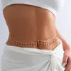 Biquíni Sexy de Verão Corrente Corporal Multicamadas com Strass Decoração de Cintura Estilo Praia Europeu e Americano Corrente de Cintura com Borla de Borboleta de Metal