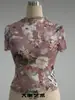 Verano Transfronterizo Nuevo Estilo Manga Corta Floral Sexy Chica Caliente Blusa de Gasa Top Estampado Camiseta para Mujer Europea y Americana Ropa para Mujer de Comercio Exterior
