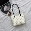 Bolso de Mano Estilo Coreano con Estampado de Lunares Gran Capacidad con Colgante de Nube Bolso de Mano para Hombro Bolso Sencillo para Estudiantes y Viajes