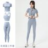 Roupa de Yoga para Mulheres com Gola Alta e Manga Curta, Jaqueta Esportiva Profissional para Primavera e Verão, Secagem Rápida, Respirável, Justa ao Corpo, Fato Fitness Emagrecedor