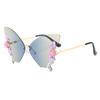 Gafas de sol transfronterizas sin marco, con borde cortado, modernas, con degradado de mariposa, populares en Internet, del mismo estilo, para fiestas.