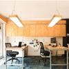 Lámpara de araña de oficina con veta de madera, lámpara de tira LED, tira de techo redonda, aula, moderna, simple, lámparas superbrillantes