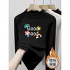 Ropa interior térmica de forro polar para niñas, cuello medio alto, estampado de dibujos animados, capa interior cálida, top de forro polar cepillado para niños, ropa para niños, manga larga