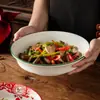 Cuenco Cerámico Estilo Hunan para Saltear, Plato Auspicioso y Deseoso para Saltear, Utensilios de Cocina, Cuenco Bajo Estilo Jiangxi, Uso Comercial