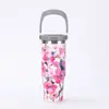 Taza de Coche para Plantas y Flores de 30 oz Transfronteriza, Acero Inoxidable 304, Taza Térmica al Vacío, Taza Portátil de Viaje con Popote