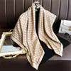 Lenço de Seda Estampado Cor Sólida Simples Estilo Chanel 90cm Lenço de Seda Sarja Estilo Coreano Lenço Quadrado Grande Novo Xale Protetor Solar Lenço de Cabeça