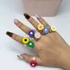 Anillo de Resina de Girasol Colorido Japonés y Coreano Transfronterizo Más Vendido Joyería Anillo Decorativo de Flor Exquisita Venta al Por Mayor