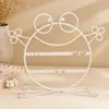 Soporte de exhibición de aretes de arte de hierro con forma de rana creativa, estante de almacenamiento de aretes de doble fila, estante de exhibición de joyas, soporte de exhibición de accesorios