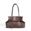 2026 Novo Modelo Bolsa de Ombro Simples em Couro Genuíno com Aba, Bolsa de Axila Grande Capacidade para o Dia a Dia, Bolsa Tote Multifuncional Elegante
