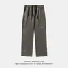 Pantalones Casuales Rectos de Algodón Puro Lavado con Puntada de Pespunte Personalizados/Personalizados para Hombre, Primavera y Otoño, Estilo Retro Americano, Pantalones Cargo Holgados