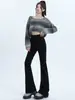 Pantalones Acampanados Estilo Hong Kong Negros para Mujer, Jeans de Verano Ajustados de Cintura Alta con Microcampana, Nuevo Modelo 2026 para Mujeres Petites