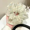 Goma para el pelo de malla floral estilo pastoral francés para mujer, Accesorio para el pelo de principios de primavera, Súper Goma para el pelo de hada, Cuerda grande para coleta de pelo, Adorno para el pelo