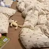 Sábana de Algodón Puro de Doble Capa de Grado A para Maternidad e Infancia, Amigable con la Piel, para Dormitorio de Estudiantes, Cama Individual Infantil, Sábana Ajustable y Funda de Edredón