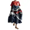 Amazon Transfronterizo 2026 Verano Nuevo Talla Europea Mujer Holgado Cuello Redondo Moderno Gama Alta Manga Corta Vestido Estampado