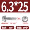 Tornillo autorroscante de cabeza hexagonal exterior de acero inoxidable 304, cola de milano, color zinc, autoperforante, color acero, M4,2 M6,3