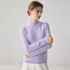 Suéter de Cachemira Exquisito con Puño de Borlas para Mujer Cuello Semi Alto Color Sólido Tejido Versátil y Elegante como Capa Base Tejido de Lana