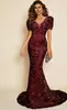 Vestido de Festa Longo Europeu e Americano Novo da Moda 2026, Decote V, Bodycon, Lantejoula, Cintura Média, Manga Lanterna