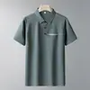 Venda Direta BJFactory Nova Camisa Polo de Seda Gelada de Verão para Homens, Manga Curta, Nylon Elastano, Secagem Rápida, Alta Qualidade, para Homens de Meia-Idade e Idosos