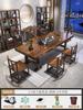 Mesa de té y silla de madera maciza de gran tamaño, conjunto uno en uno, cinco sillas, nueva mesa de centro china para el hogar, mesa de té de oficina de una pieza