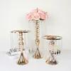 Fabricante Transfronterizo Arte Metálico de Hierro Soporte para Flores Cristal Acrílico Colgante de Cuentas Soporte para Flores Chapado Decoración de Mesa de Boda