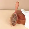 Pente de Almofada de Ar de Sândalo Dourado, Pente de Airbag de Sândalo, Pente Massageador Retrô de Madeira Maciça, Pente para Cabelo Longo Feminino para Uso Doméstico, Cabeleireiro