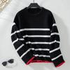 Suéter para Mujer con Rayas de Color de Amazon Suéter para Mujer Otoño e Invierno Nuevo Europeo y Americano Transfronterizo Casual de Manga Larga para Mujer